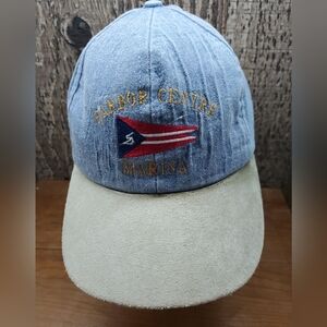 Harbor Centre Marina Women's Blue Denim Adjustable Slideback Baseball Hat Cap OS